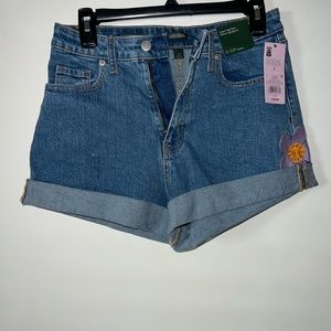 Floral stitched shorts